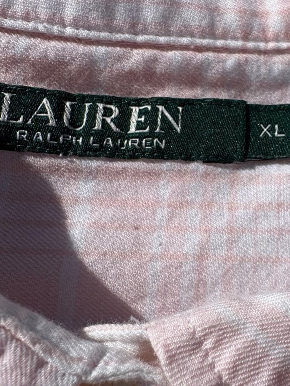 Lauren Ralph Lauren Pink Plaid Button Up Shirt XL Cotton Convertible Roll Tab - Picture 4 of 9
